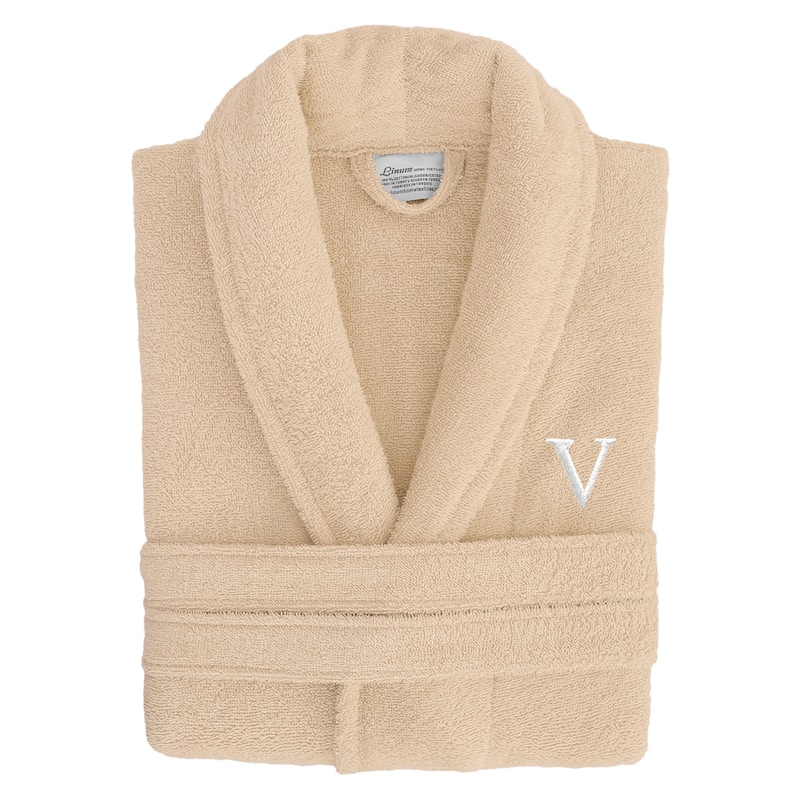 Authentic Hotel Spa Unisex Turkish Cotton Terry Cloth Bath Robe with single letter White Bookman Monogram. - S/M - V