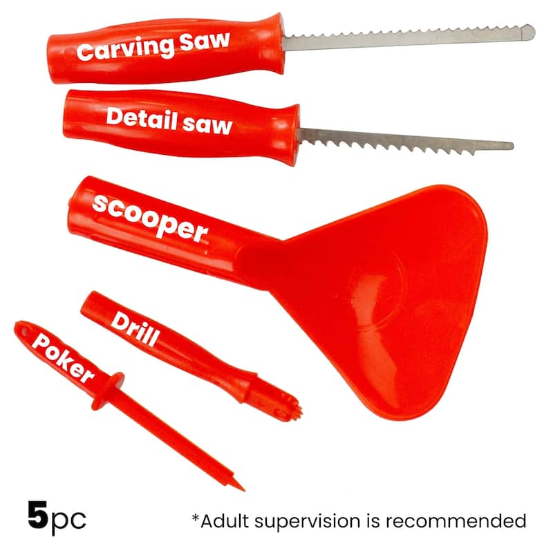 Halloween Pumpkin Carving Kit - 11" - White and Orange - 5-Piece