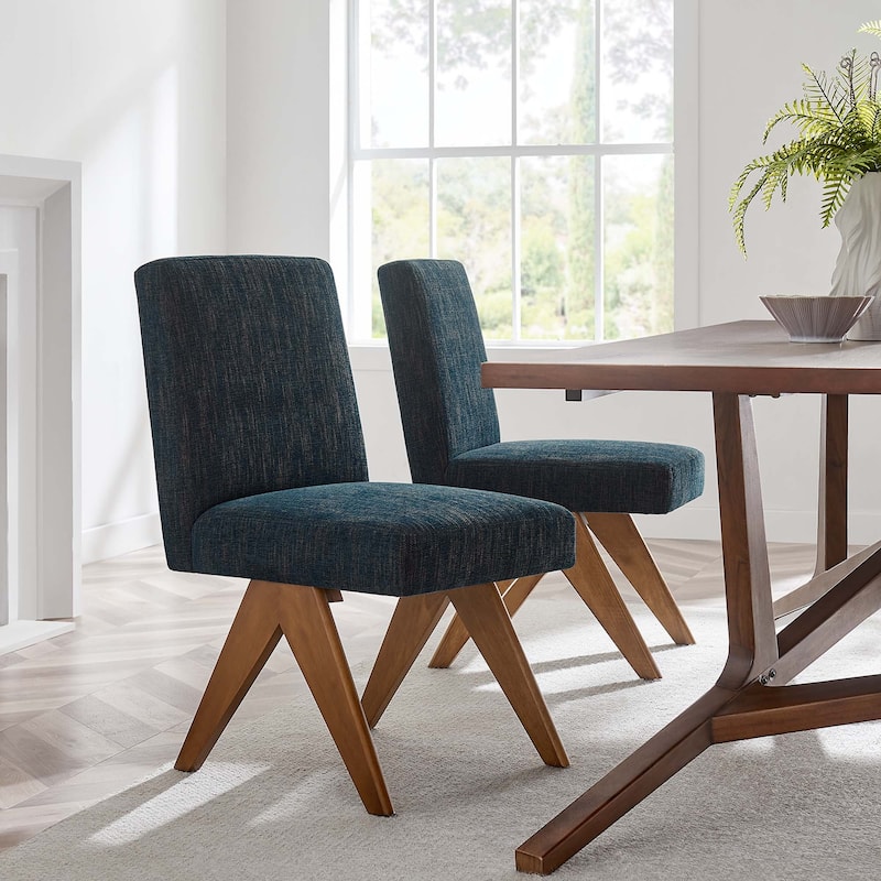 Lyra Fabric Dining Room Side Chair - Set of 2 - Blue