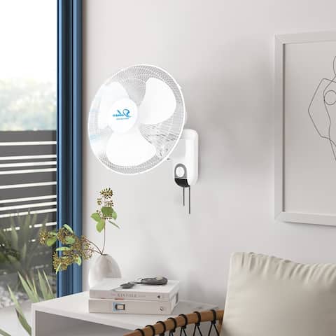 17 in. 2 Pack White Household Wall Mount Fan with Adjustable Tilt