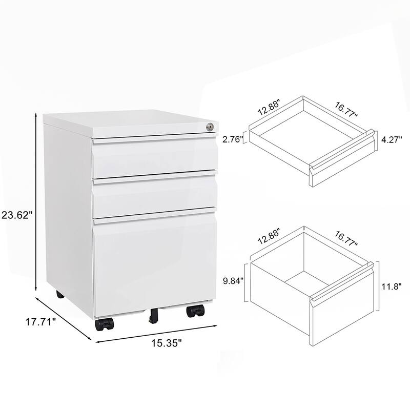 Versatile Lockable Mobile Filing Cabinet for Office and Study, Enhancing Organization