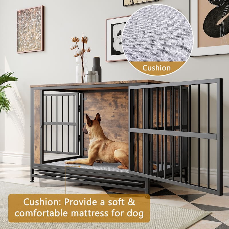 Dog Crate Furniture, Wooden Dog Crate Table, 38.9" Dog Kennel with 2 Sliding Doors
