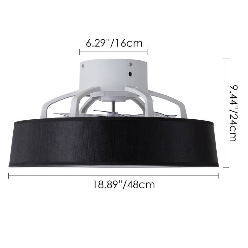 19 in. Rustic Wheel Round Fabric/ Woven Rope Fandelier 7-blade Cylinder Integrated LED Ceiling Fan with Remote Control
