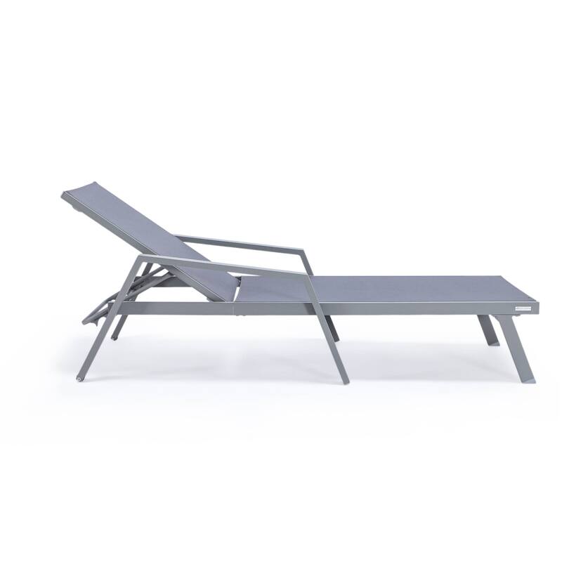 LeisureMod Set of 2 Stackable Beach Pool Sunbathing Chaise Loungers - Adjustable Outdoor Sun Lounge Chairs for Patio Backyard