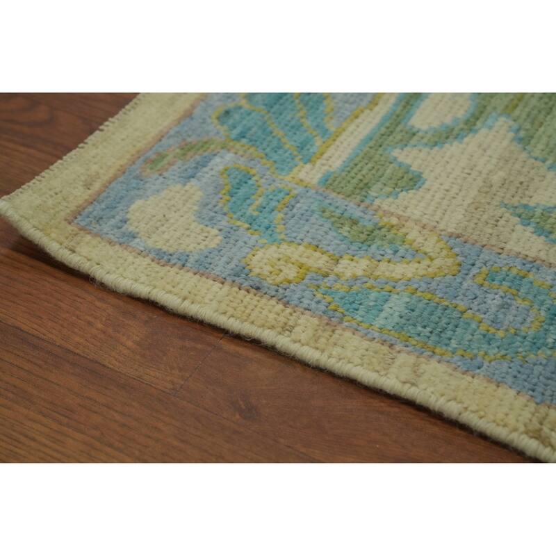 Vegetable Dye Wool Oushak Turkish Area Rug, Geometric Carpet - 11' 9'' X 8' 11''