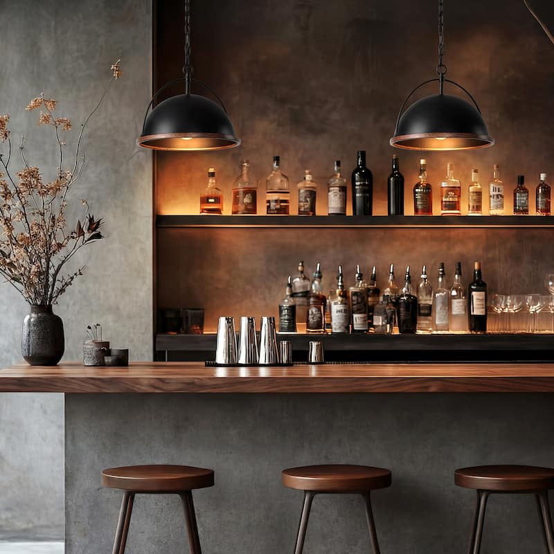 13" Metal Pendant, 1-Light Industrial Pendant Lights With Adjustable Height