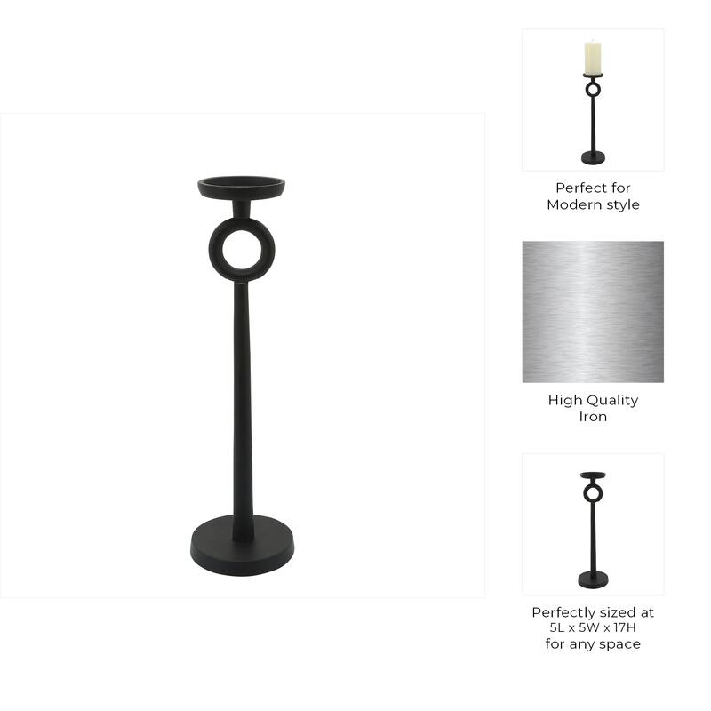 Metal Candle Holder - Contemporary Black Aluminum Narrow Candle Holder for Home or Office Decor