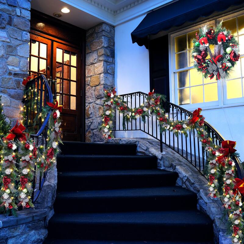 6ft Festive Decor Battery Operated Pre-Lit Christmas Garland - N/A