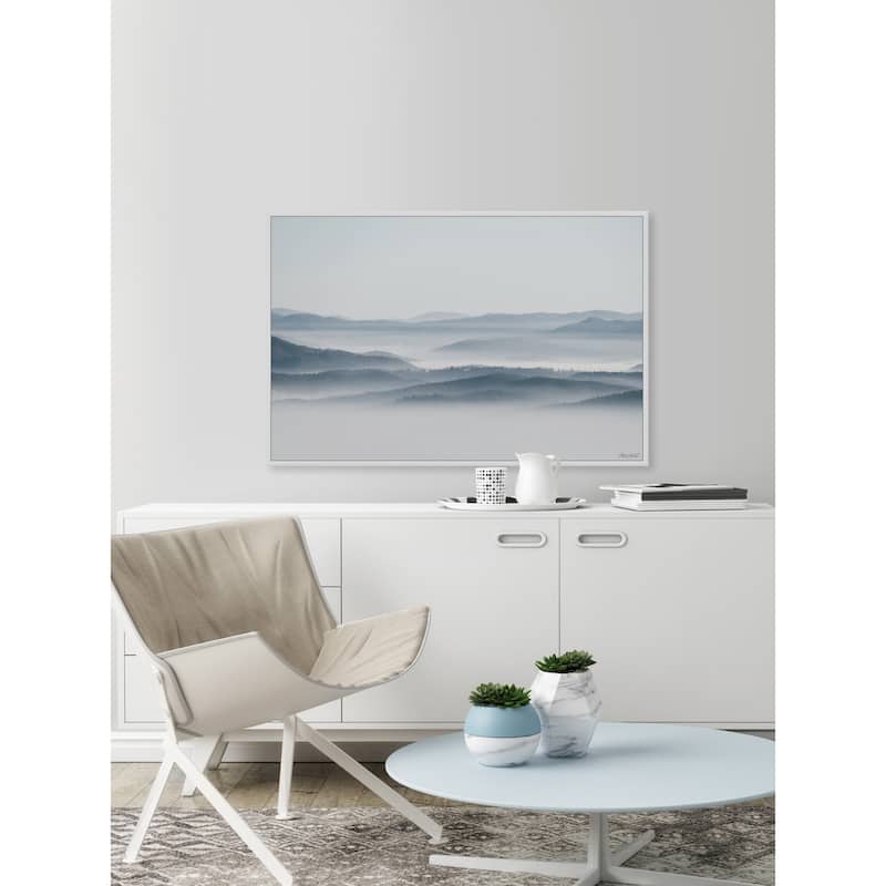Foggy Mountain View Floater Framed Print on Canvas