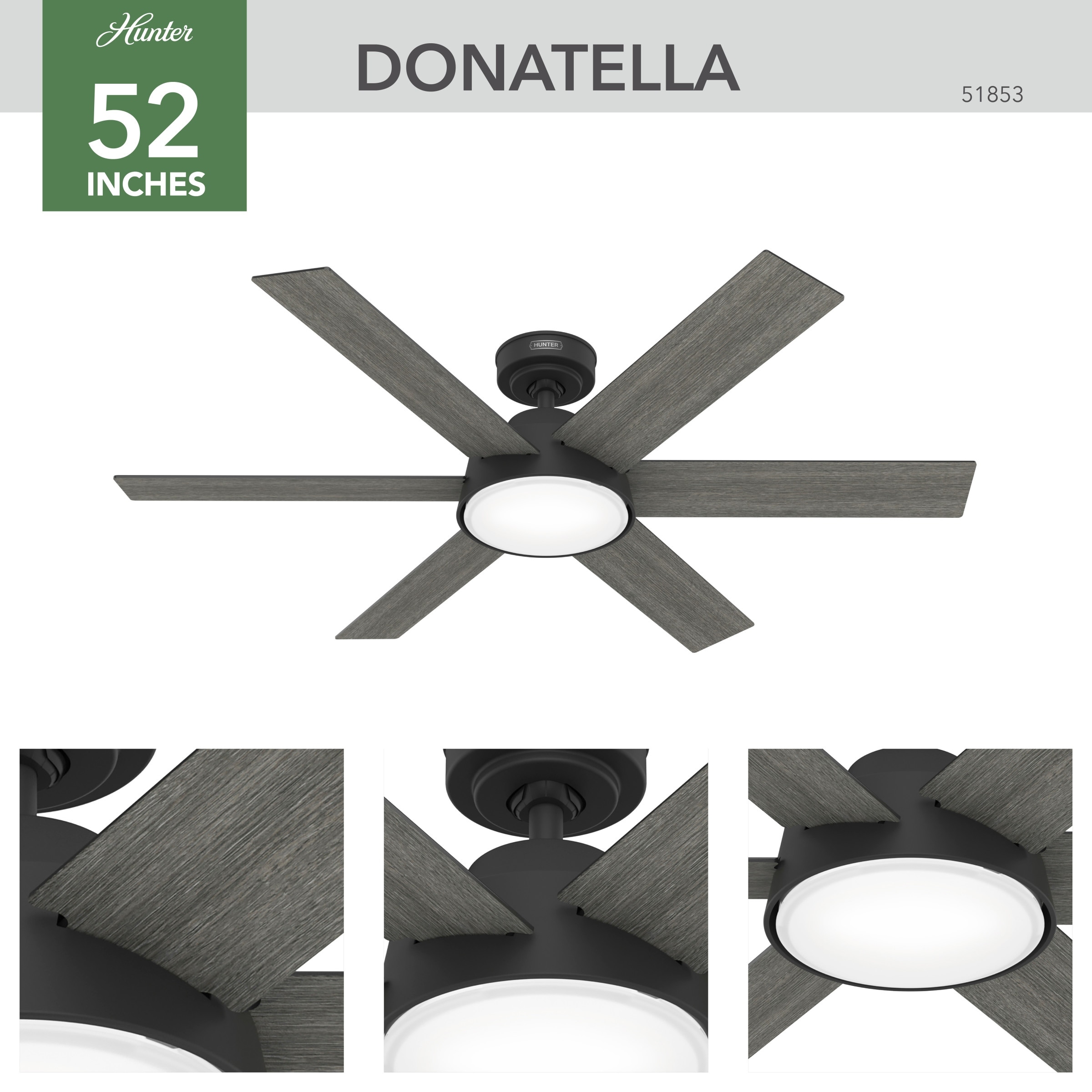 Hunter 52" Donatella Ceiling Fan with LED Light & Remote