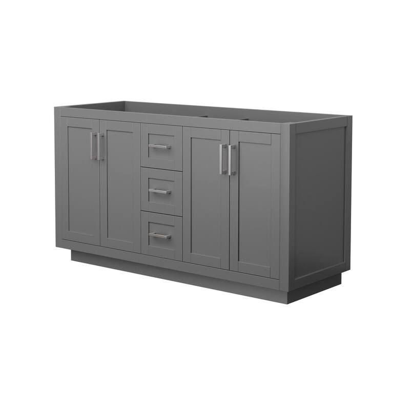 Wyndham Collection Miranda 60" Double Free Standing Vanity Cabinet - Dark Gray / Brushed Nickel Hardware