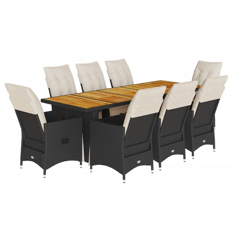 vidaXL Patio Bistro Set with Cushions Outdoor Garden Furniture Poly Rattan - 35.4 x 94.5 x 29.5