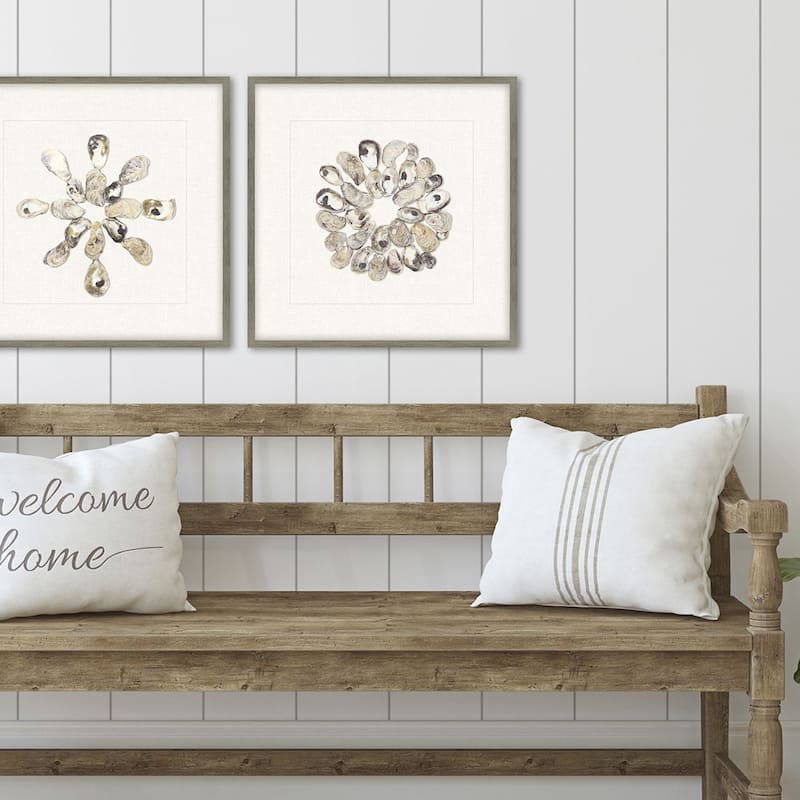 Oyster Shell II Framed Exclusive Mixed Under Glass - Multi-Color
