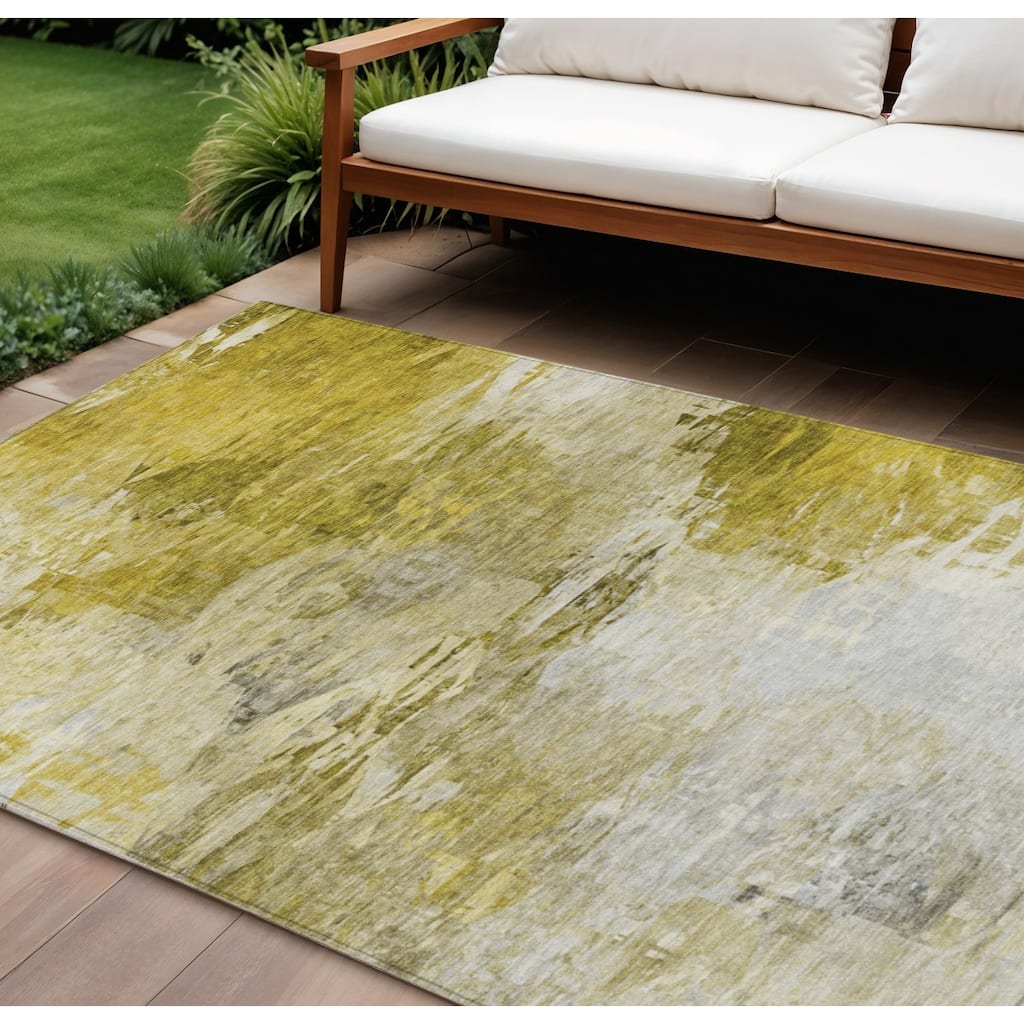 HomeRoots Abstract Transitional Rectangle Outdoor Rug