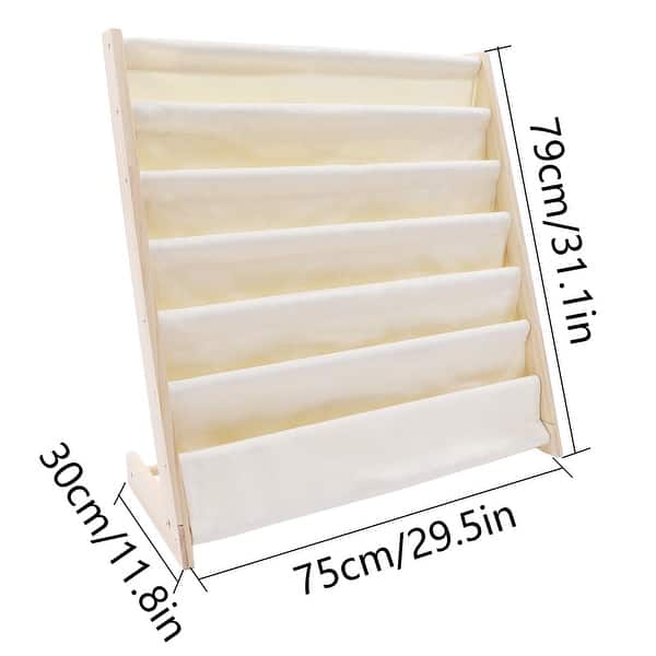 Kids Canvas Sling Bookshelf Children's Bookcases and Storage - 6 Tiers