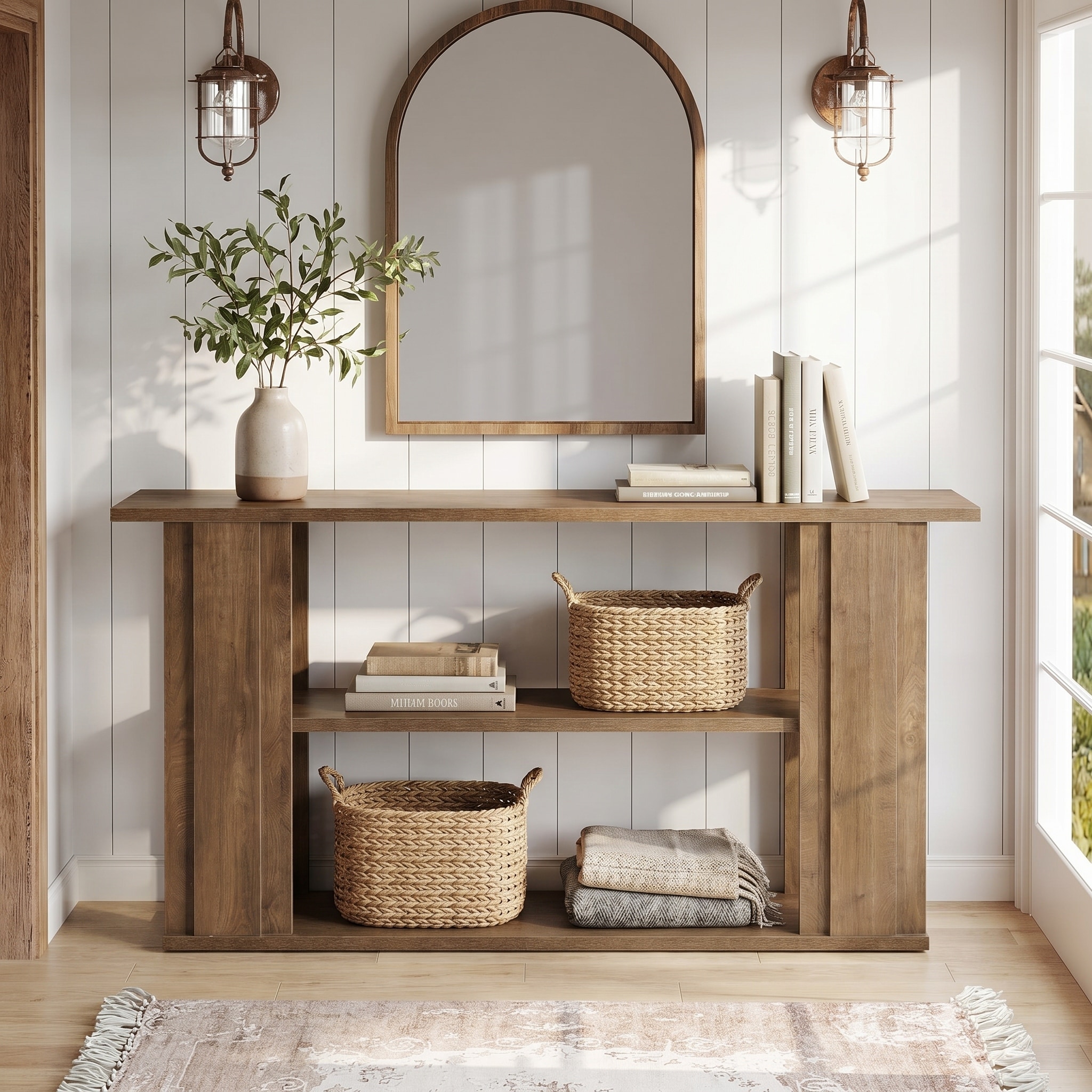 63 Inch Console Table Farmhouse Sofa Table Behind Couch for Living Room, Hallway, Foyer