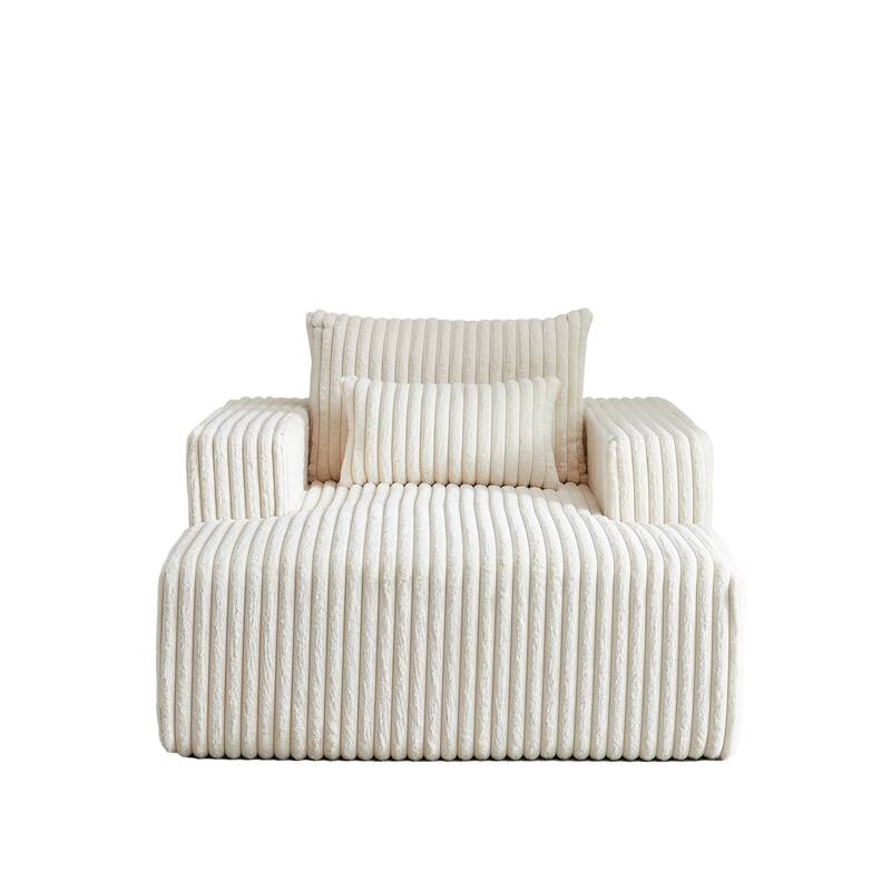Fluffy 62.5-Inch Corduroy Lounge Chair, Modern Sleeper Sofa for Living Room or Bedroom - Ready to Use, No Assembly