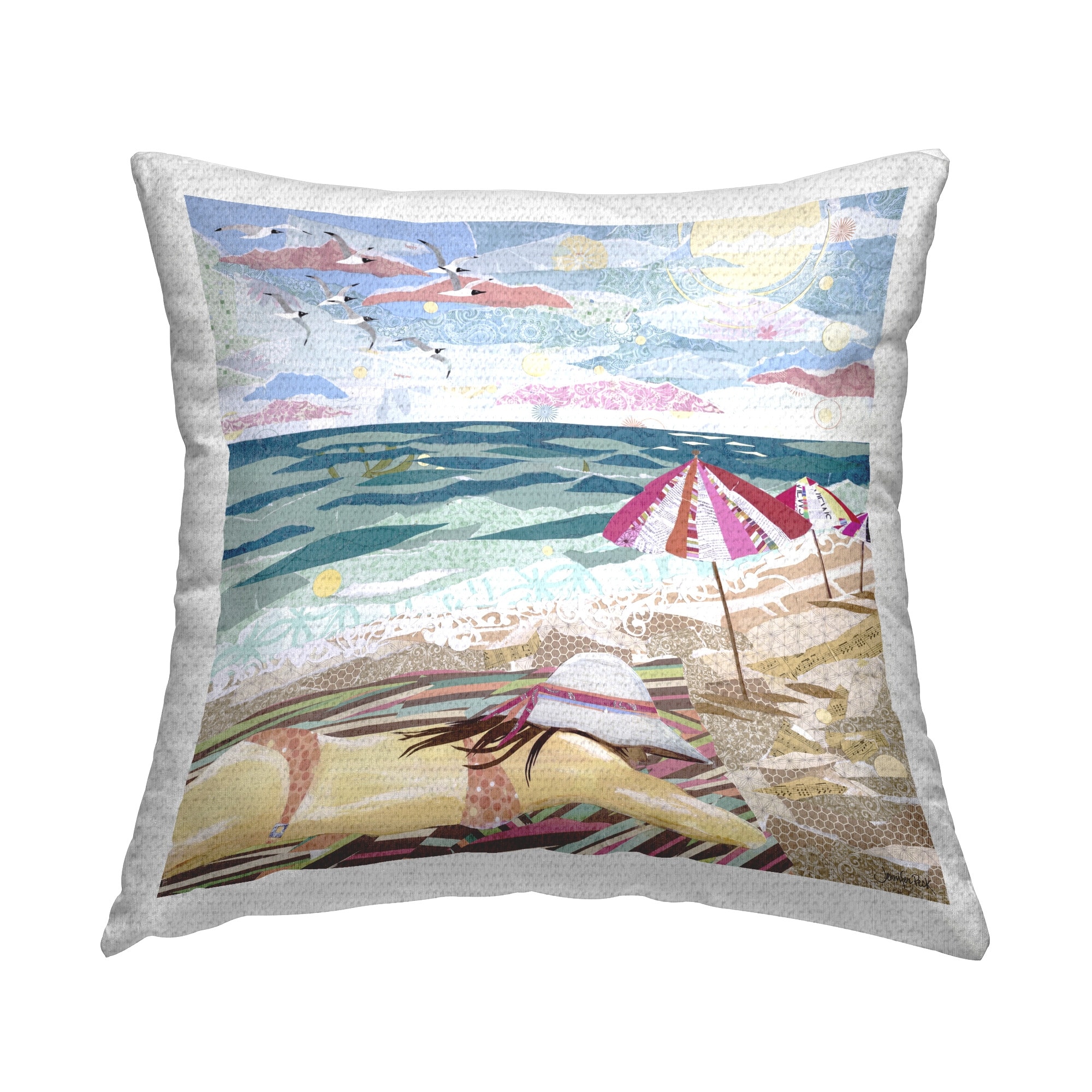 Stupell My Happy Place Collaged Printed Outdoor Throw Pillow Design by Jennifer Peck