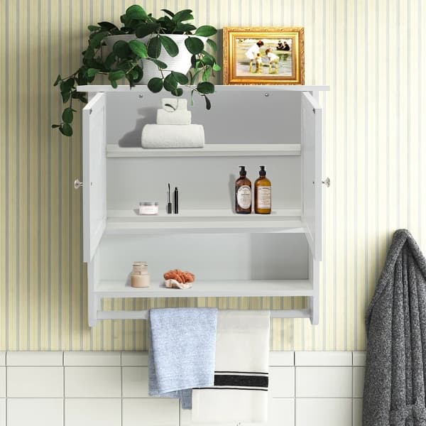 Spirich 3 Tier Bathroom Shelf Wall Mounted with Towel Hooks