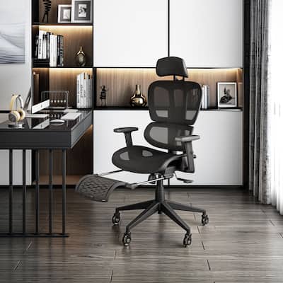 Ergonomic Mesh Office Chair with Lumbar Support, Footrest, and Recline