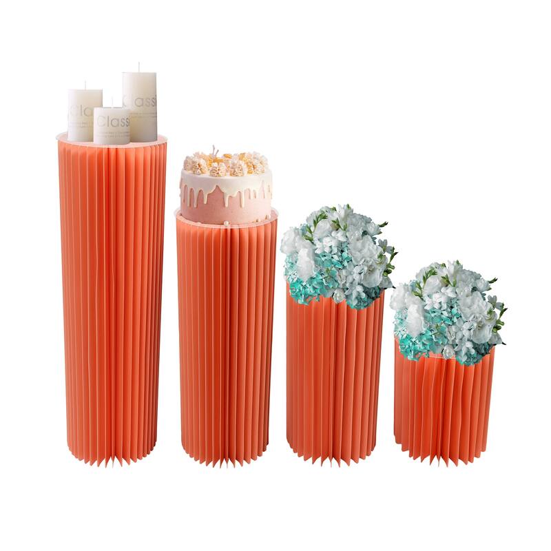 5PCS Foldable Paper Cylindrical Cake Display Pedestals Stand Bed Bath