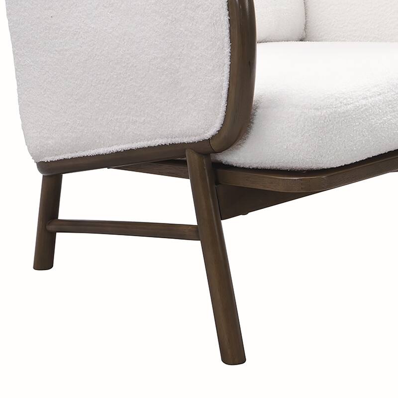 2PCS Sherpa Fabric Armchair With Solid Wood Frame