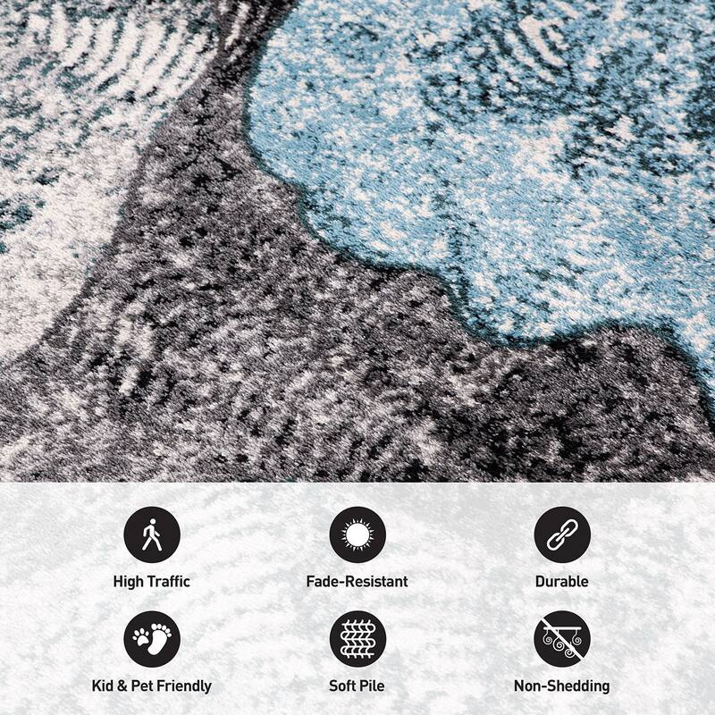 World Rug Gallery Contemporary Floral Design Black Area Rug