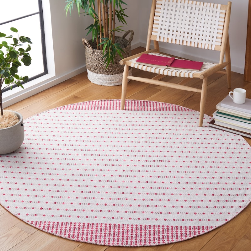 SAFAVIEH Handmade Flatweave Montauk Helena Cotton Rug - 6' Round - Red/Ivory