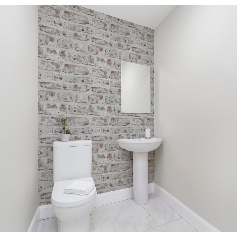 Whitewashed Wall White Wallpaper - 20.8in. W x 33ft L