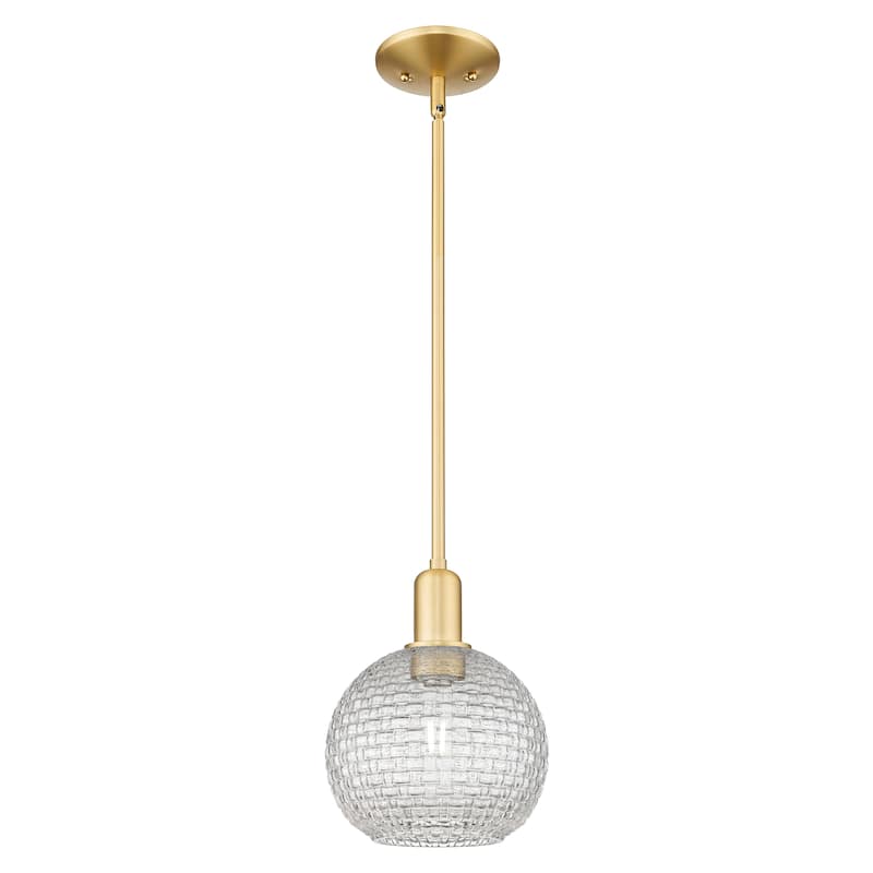 Innovations Lighting Endless Possibilities Arcadia - Athens - 1 Light 8" Basketweave Stem Hung Mini Pendant - Satin Gold