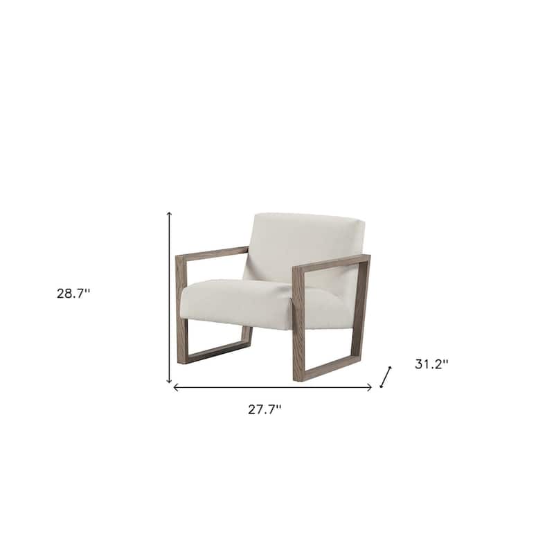 HomeRoots 28" Off White and Ash Gray Fabric Lounge Chair - 27.7 in. x 28.7 in. x 31.2 in.