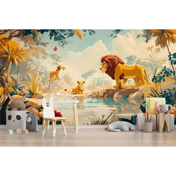 lion mural wallpaper