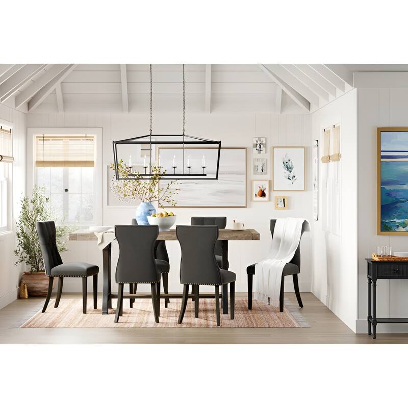 6 Light Kitchen Island Pendant Light Large Linear Lantern Chandelier