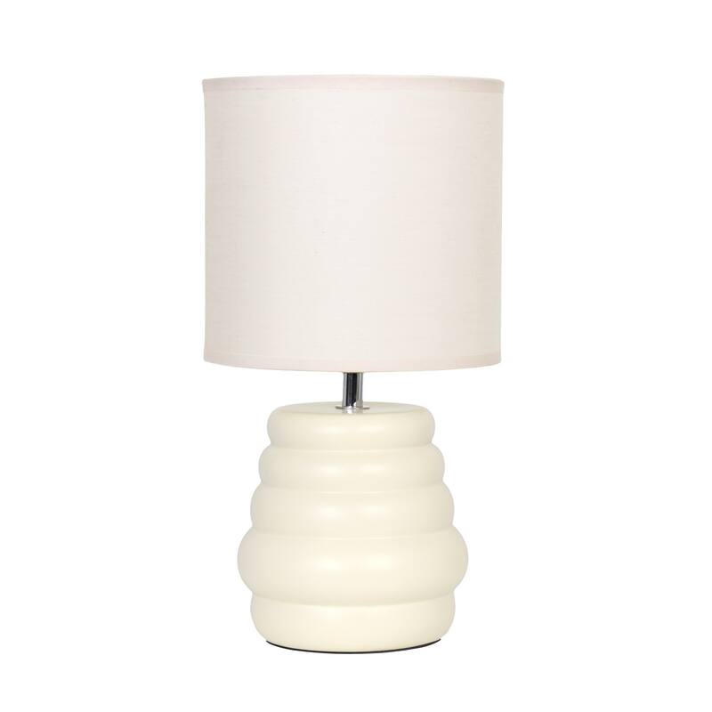 Ribbed Ceramic Table Lamp with Drum Shade - 12.75" - Cream