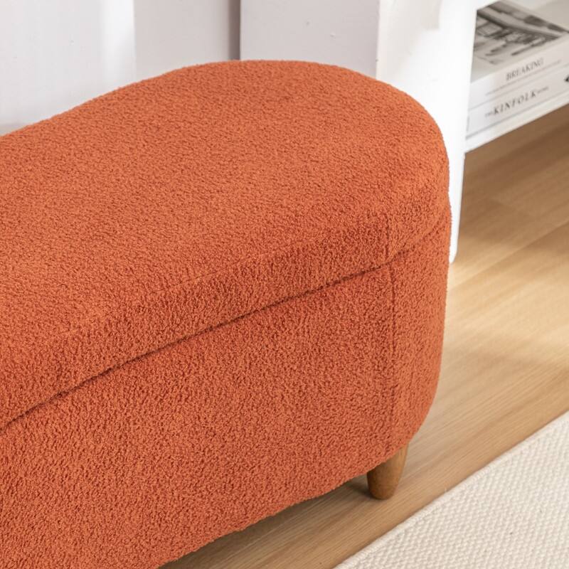 Modern Glam Teddy Fabric Upholstered Storage Ottoman Bench