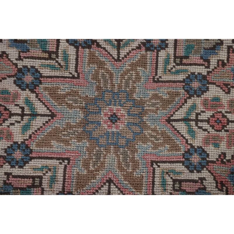 Pink Tabriz Persian Vintage Rug Hand-Knotted Wool Carpet - 9'7"x 12'11"