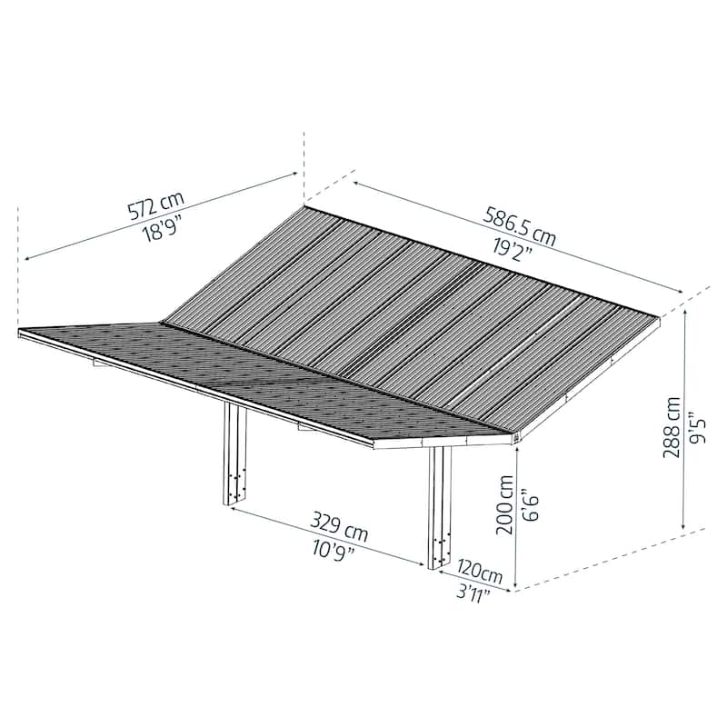 Sydney 10 ft. Wave Single & Double Carport Kit - Black Structure & Corrugated Solar Grey Panels