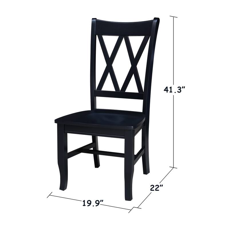 Double X-Back Solid Wood Chairs - Set of 2