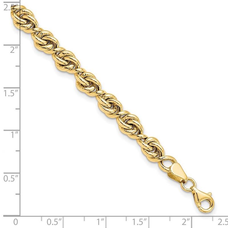 Curata 10k Yellow Gold Polished Love-knot Fancy Link Bracelet 7.25 Inch