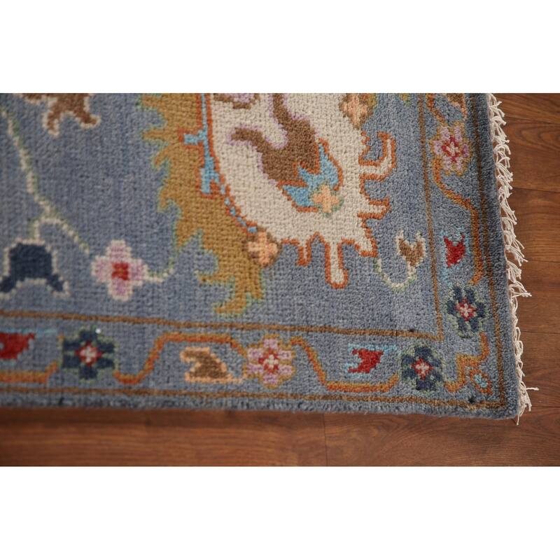 Blue Oushak Oriental Area Rug Handmade Bedroom Wool Carpet - 8'0" x 9'9"