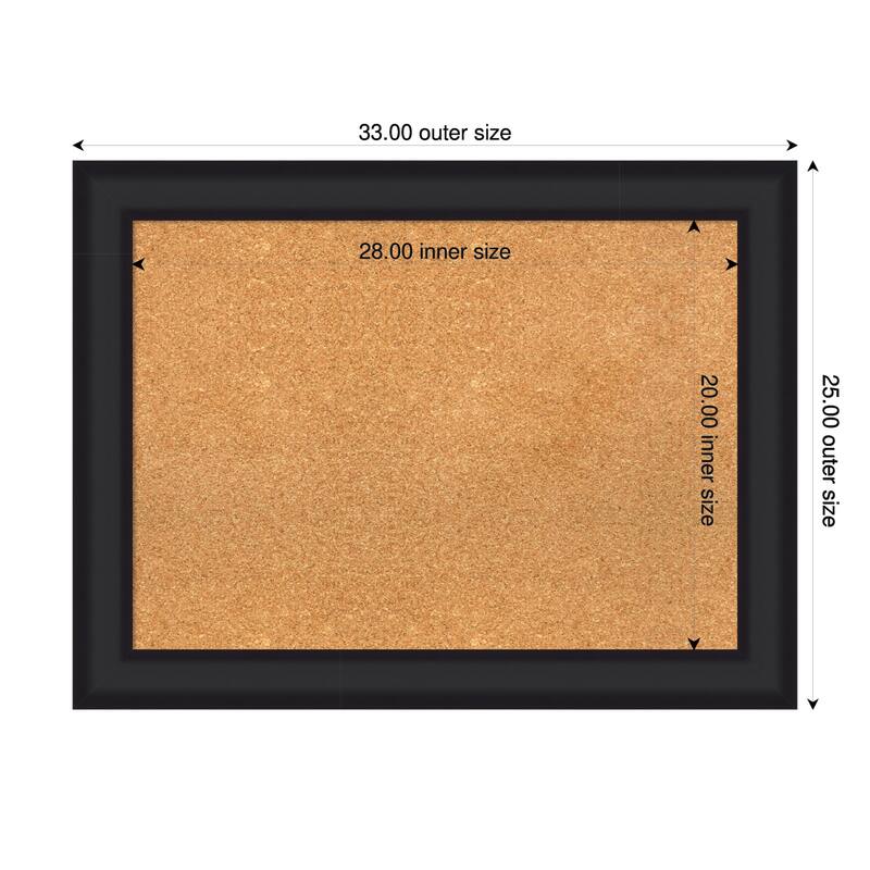 Oliver Black Wood Framed Cork Board - Bulletin Board, Organization Board, Pin Board - Natural - 33 x 25 in