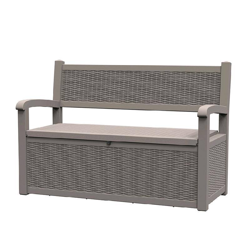 All-Weather Resin Storage Bench with Lockable Hidden Compartment - Rattan-Look Design, 500 lbs Capacity, 70-Gallon Storage