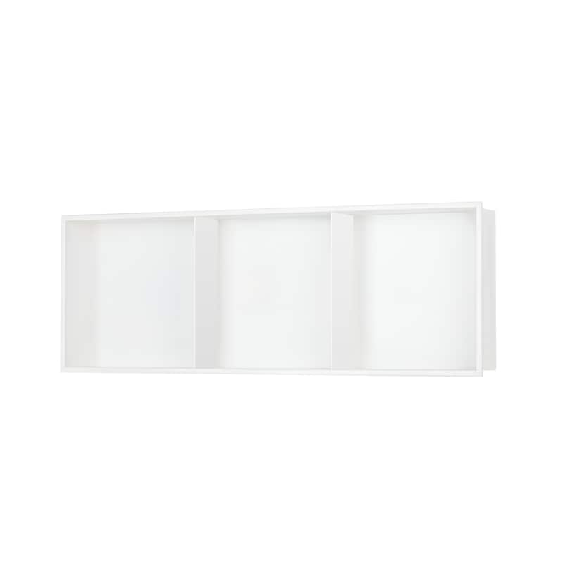 18 Gauge Stainless Steel Black/White Cream Layered Rectangular Recessed Shower Niche - 36"x12.6"