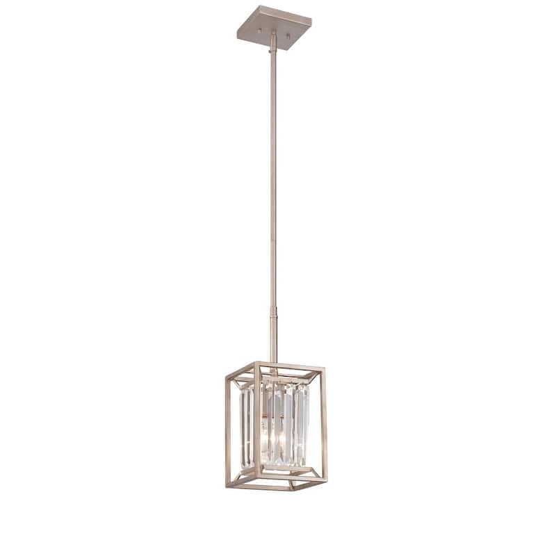Designers Fountain Linares 6-1/2" Wide Single Light Mini Pendant - Aged Platinum