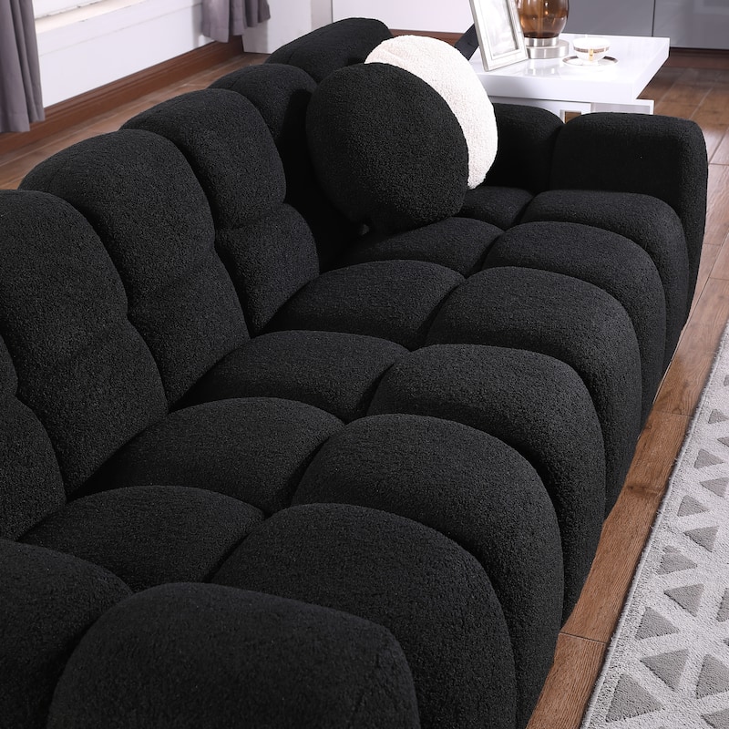 Wayna Modern Square Sofa, Sherpa Thick Cushion Double Sofa