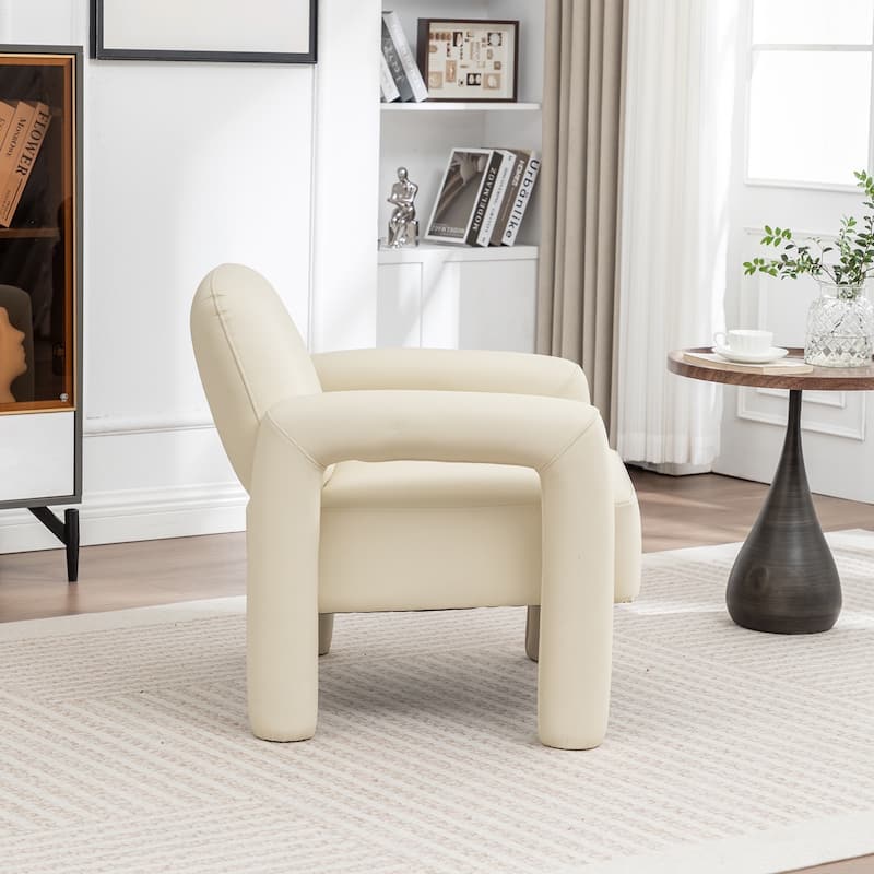 SEYNAR Modern PU Leather Accent Chair with Tubular Multifunctional Legs for Living Room