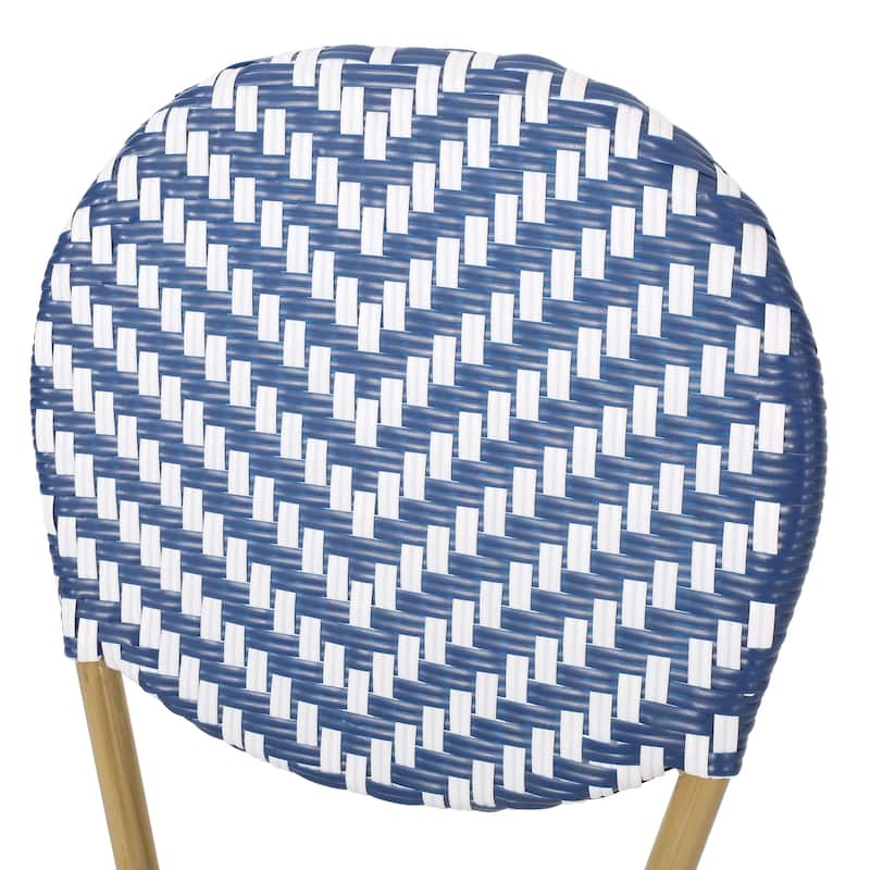 Chic Outdoor PE Rattan and Aluminum French Armless Bistro Chairs