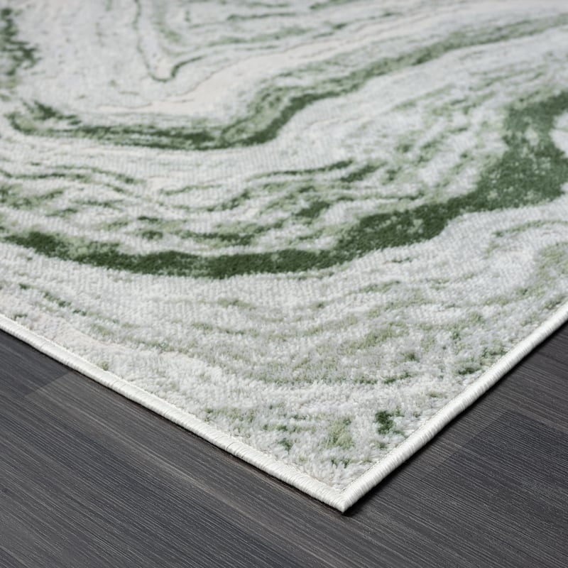 Abani Atlas Collection ATL180A Abstract Grey Green Area Rug