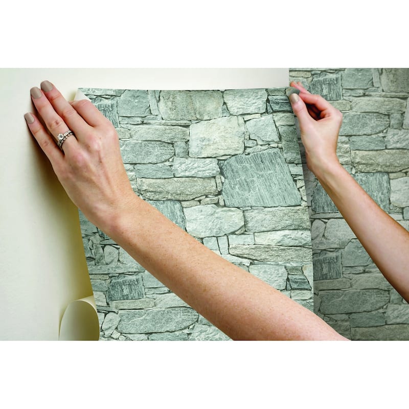 Lansing 20' L x 27" W Stone Peel and Stick Wallpaper