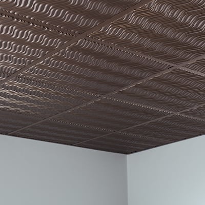 FASÄDE Current Decorative Vinyl 2ft x 2ft Lay in Ceiling Panel in Argent Bronze (5 Pack)